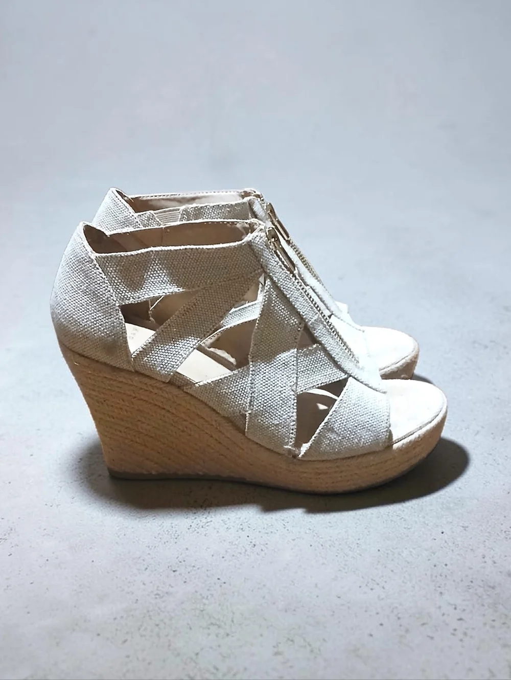 Women's A New Day Natural Zip Espadrille Wedge Summer Sandals